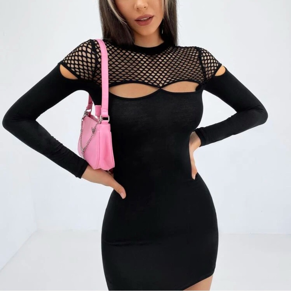 SHEIN Black Fishnet Dress